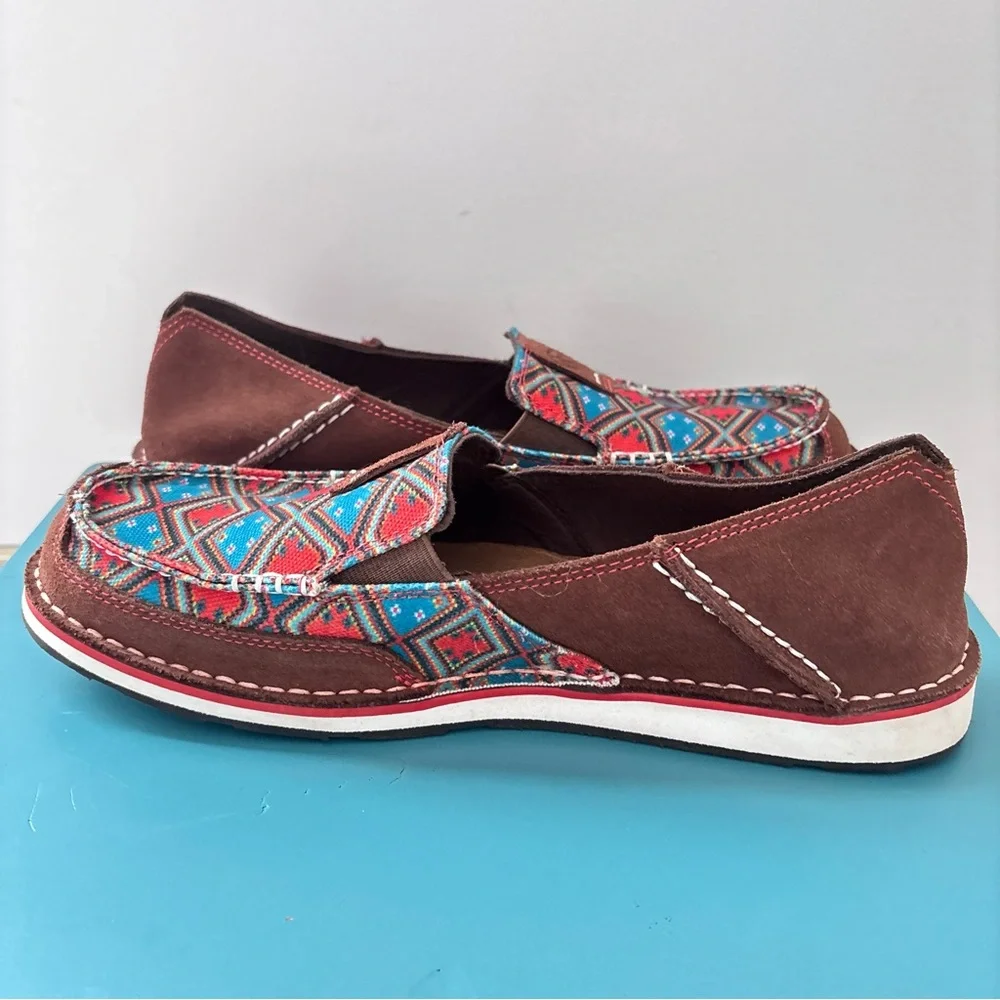 Ariat Cruiser Saddle Tan Suade Geometric Neutral Boho Slip On Shoes Size 9.5B - Picture 5 of 16